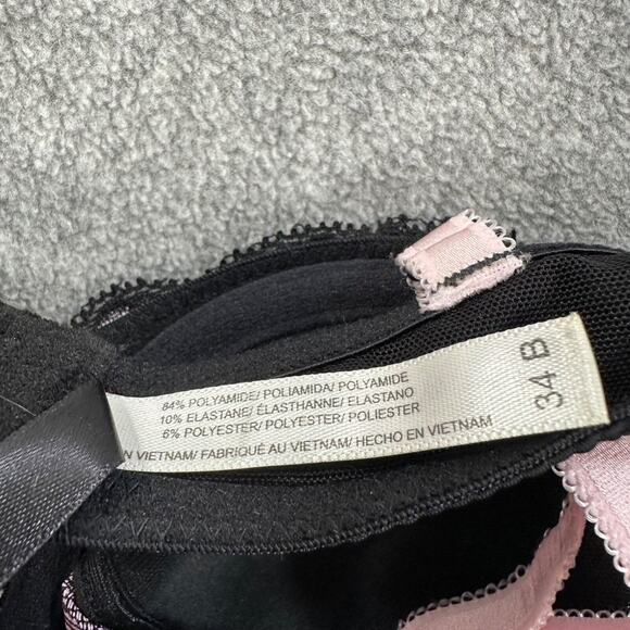 Adore Me Underwire Balconette Bra Sz 34B Black/Pink Lace Padded - Picture 6 of 7